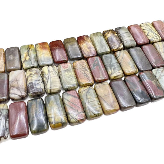 10x20mm Rectangle Shape Natural Picasso Jasper Slice Spacer Beads 20ct