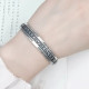 Carved Prajnaparamita Heart Sutra Lotus Flower Bracelet Silver Plated