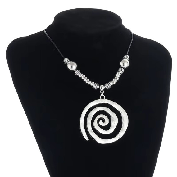 Bohemian Retro Exaggerated Metal Spiral Pendant Necklace