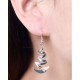 Sterling Silver Wavy Crescent Drop Dangle Earrings, Modern Design