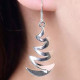 Sterling Silver Wavy Crescent Drop Dangle Earrings, Modern Design