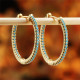 Blue Zircon Hoop Earring Classic Gold Color Wedding Jewelry