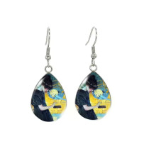 Gustav Klimt Art Collection Music Teardrop Dangle Earrings, Vintage Style