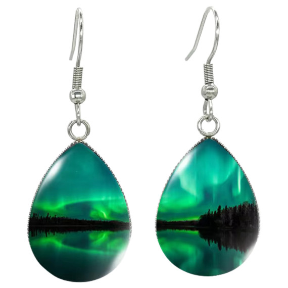 Aurora Borealis Northern Lights Teardrop Dangle Drop Earrings