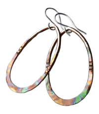 Vintage Teardrop Flame Painted Earrings Copper Silver Multi-Color