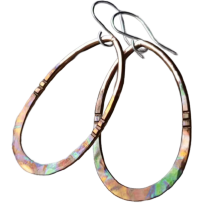 Vintage Teardrop Flame Painted Earrings Copper Silver Multi-Color