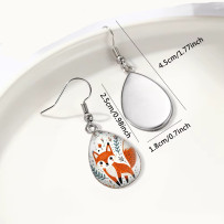 Cute Fox Illustration Teardrop Earrings