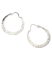 Vintage Style Hammered Silver Hoop Earrings, Textured Round Loop Design