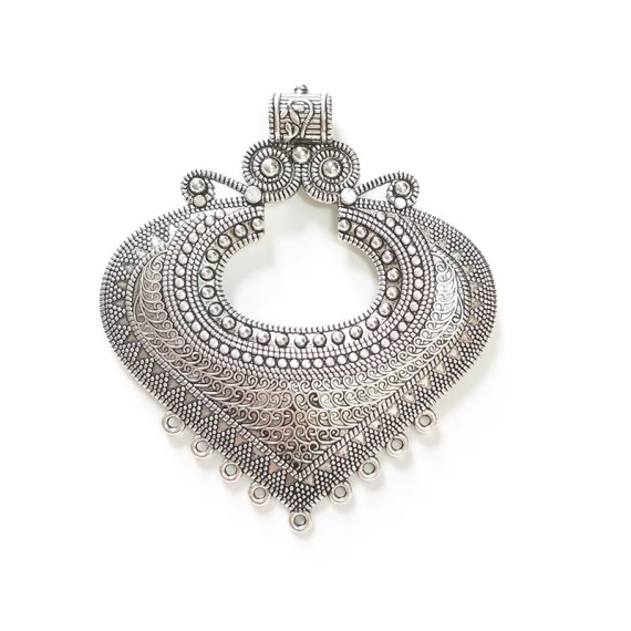 Vintage Retro Heart Shaped Pendant Silver 83mm
