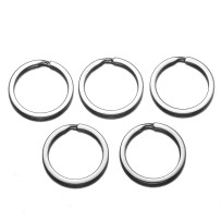 30mm Smooth Split Key Ring Rhodium 5pk
