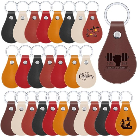 PU Leather Keychain Blanks 10ct