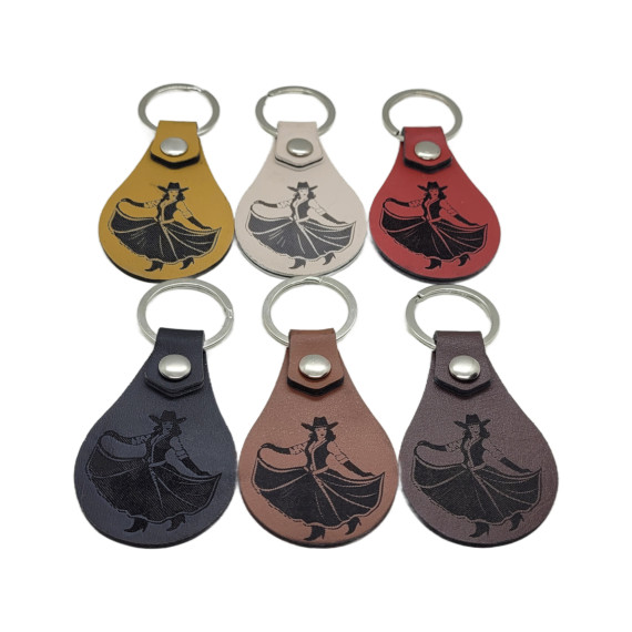 Leather Cowgirl Keychain, 6 Colors, PU Material