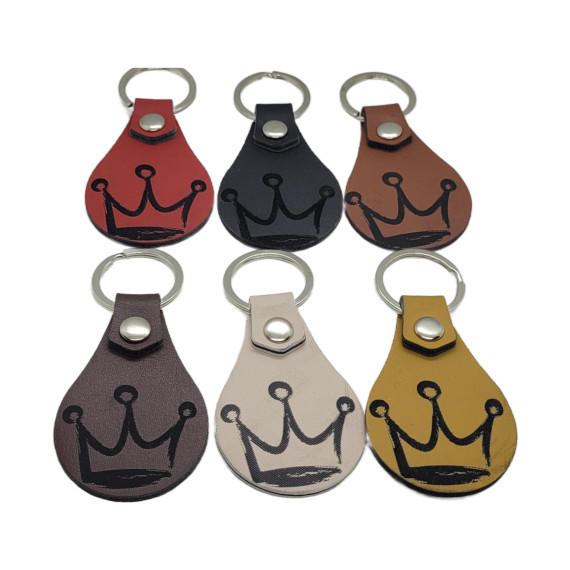 Leather Crown Keychain, 6 Colors, PU Material