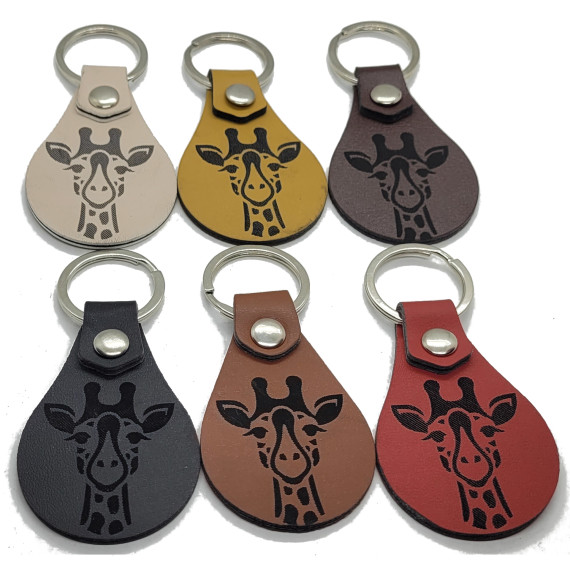 Leather Giraffe Keychain, 6 Colors, PU Material