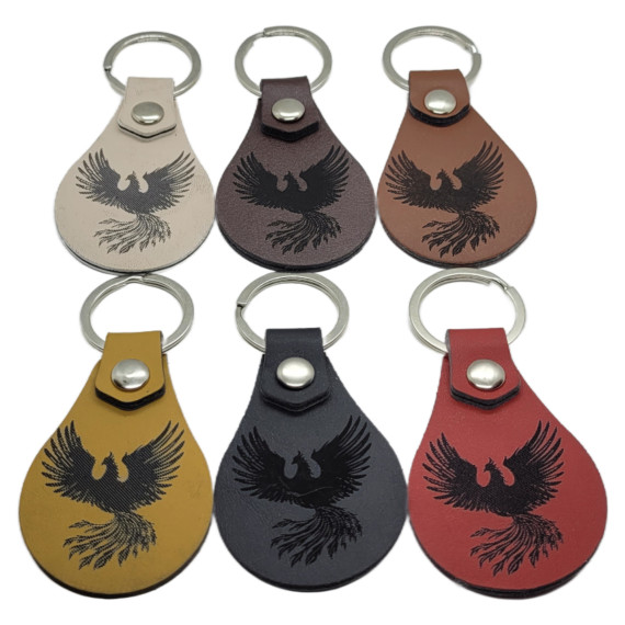 Leather Phoenix Keychain, 6 Colors, PU Leather Material