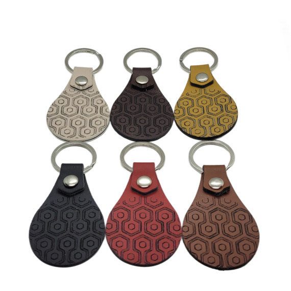 Leather Overlook Hotel Keychain, 6 Colors, Dual Engraved PU Leather Material