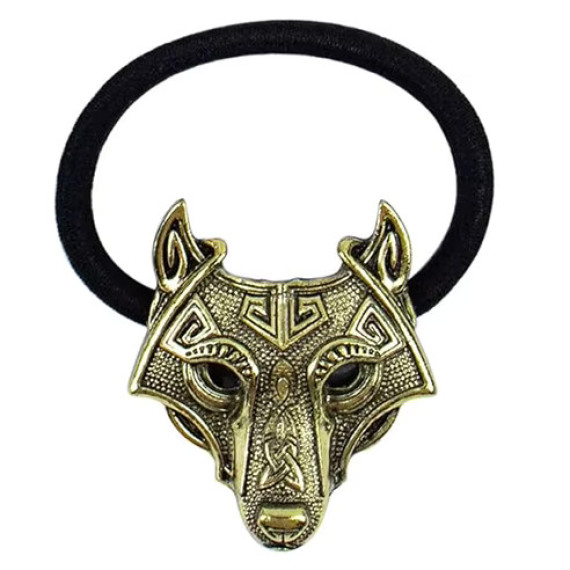 Viking Celtic Wolf Elastic Ponytail Headband Hair Tie Bronze