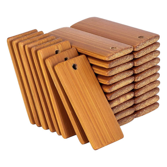 Rectangular Unfinished Bamboo Keychain Blanks 5pk